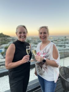 OurAfrica.Travel organisers Allie Hunt and Storm Napier toasting the return of OurAfrica.Travel 