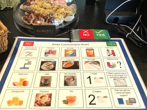 At the AGOSCI National Conference, this drinks communication board assisted attendees to communicate their needs.