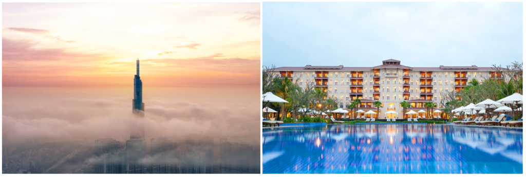 L to R: Vinpearl Landmark 81, Autograph Collection Façade; Danang Marriott Resort & Spa Swimming Pool