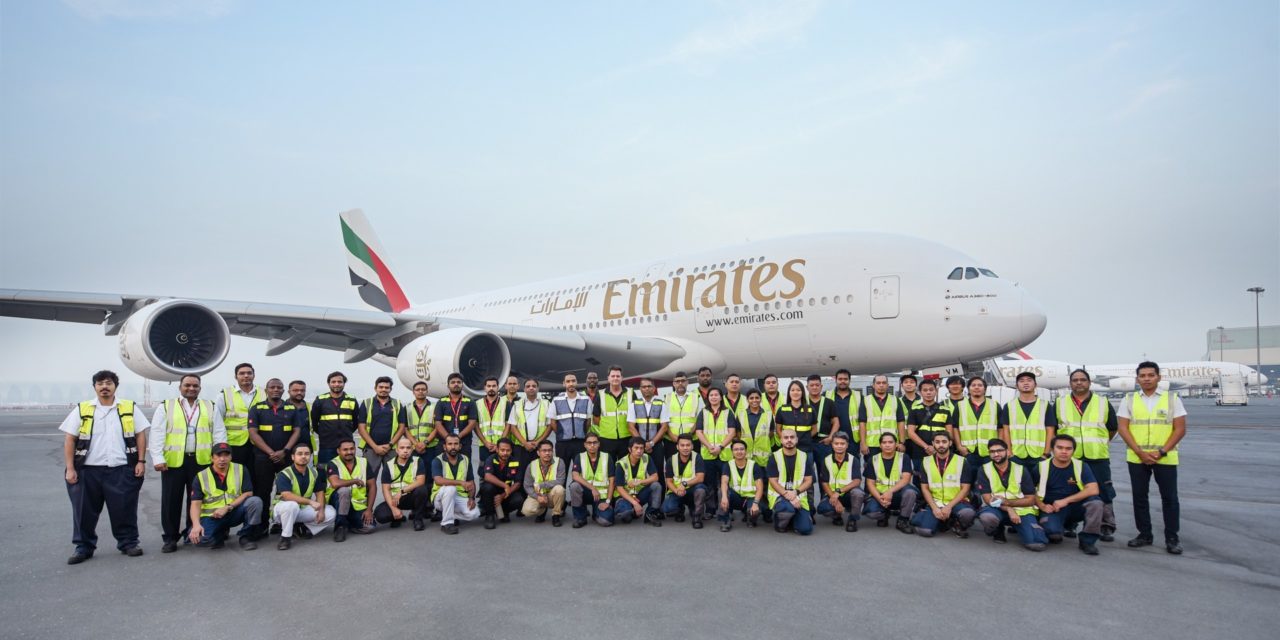 First Emirates A380 rolls in for full cabin refresh and refit