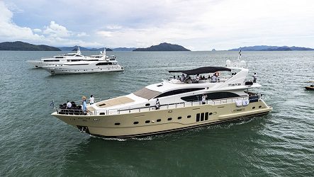 Luxury yachts enjoying cruising the Andaman Sea