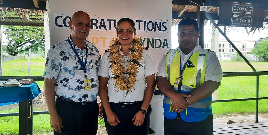 SOLOMON AIRLINES CONGRATULATES PILOT LYNDAH OWEN  ON PROMOTION TO DASH 8 CAPTAIN IN COMMAND