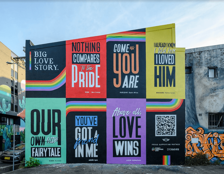 Global ‘Big Love Stories’ Create A Mosaic Of Love In Sydney Molly Poppinz And Maxi Shield Unveil Sydney  Worldpride Mural