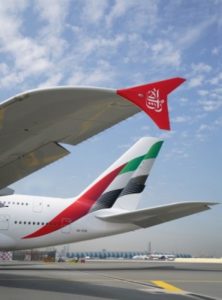 Emirates New Livery wingtip and tail