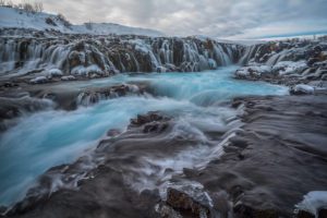 Bruarfoss Waterfall in winter, Iceland