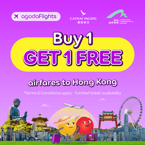 Agoda Announces ‘Buy 1, Get 1 Free’ on Airfares  to Hong Kong
