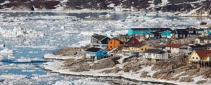 Houses, In, Ilulissat, With, Ice, In, The, Water