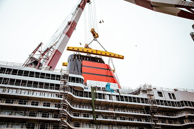 Fit for Royalty: Cunard’s Queen Anne Gets Iconic Funnel in Milestone