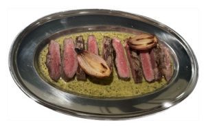 The sumptuous Ribeye with a classic virgin olive oil and herb Vierge Provençale sauce