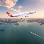 Qantas A350-1000 over Sydney Harbour