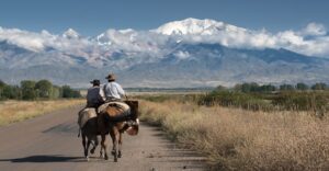 Argentinian gauchos on the road.