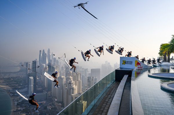 Sky-High Stunt: Grubb’s Daring Wakeskate-BASE Jump