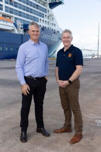 Tourism and Hospitality Minister, Joel Bowden and Celebrity Cruises Vice President and Managing Director of APAC, Tim Jones - Charlie Bliss Photography