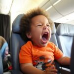 black screaming toddler in an airplane, ai generated