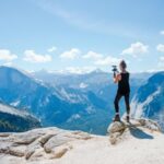 Vlogger on a mountain top