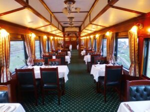 Rovos Rail dining carriage.