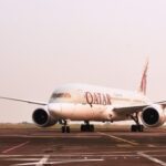 Qatar Airways inaugural Kinshasa flight taxis to the stand
