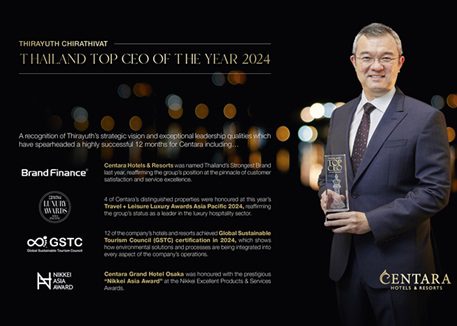 Centara’s Thirayuth Wins Prestigious Top CEO Award