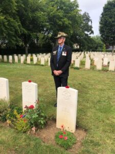 MMBT's service at WW2 Anzac Flight Lieutenant's graves at Ranville Military Cemetery, Normandy