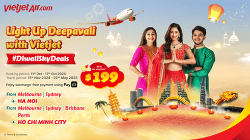 Light Up Diwali with Vietjet Deals from AUD199 & 5-Star Stays