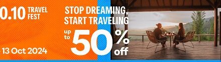 Traveloka 10.10 Fest: Up to 50% Off Year-End Escapes