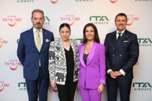 H.E. Paolo Dionisi, Ambassador of Italy to Thailand-Thapanee Kiatphaibool, Governor TAT-Emiliana Limosani, Chief Commercial Officer of ITA Airways and CEO Volare.