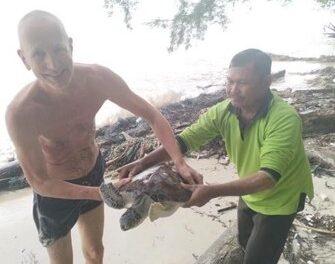 Rescued Turtle Freed from Fishermen’s Nets