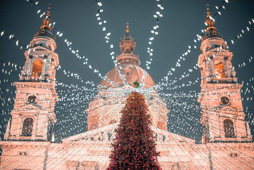 Christmas Lights Tree Basilica Budapest