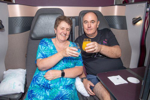 Qatar Airways Upgraded Passengers Celebrate Anniversary in Qsuite