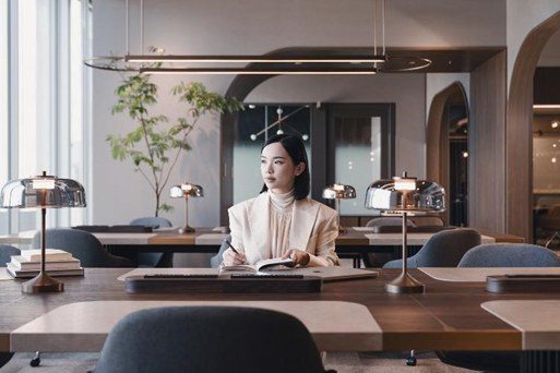 Willabelle Ong at Hot Desk Area of The Collective at GranTokyo South Tower
