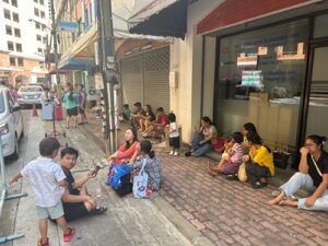Bangkok residents on the street following the earthquake.