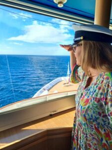 Bolette famil - Kim McGiffin from Travel Plus Warrigul on watch from the Bridge