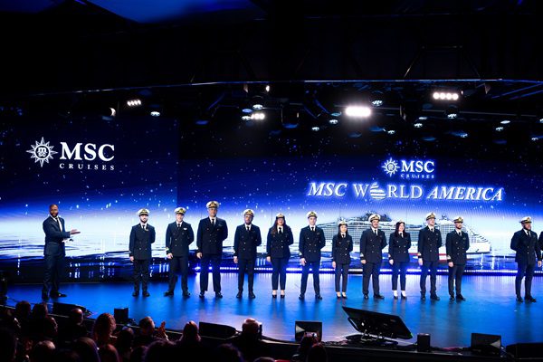 Miami, 9 April 2025, MSC World America Naming Ceremony, Officers Parade
