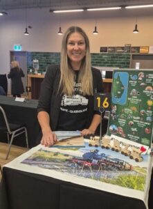 Sherry Lowe GM Mary Valley Rattler selling steam to the Kiwis