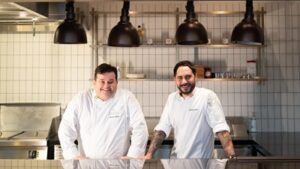 Chef Marcos Morán (left) will craft an exclusive Four Hands Dinner with Chef Adrián Mancheño (right), Executive Chef of Hispania Brussels