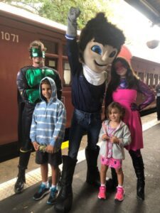 Mary Valley Rattler's Steam Man with other superheroes