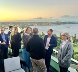 Sundowners and strategy: Th!nk delegates mix insights with harbour views at golden hour.