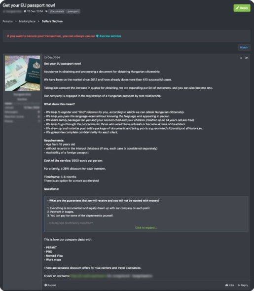 Dark web deals: Your passport, identity, and future—sold to the highest bidder.