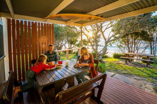 Family staying at Partridge Cottage, Cape Byron State Conservation Area
