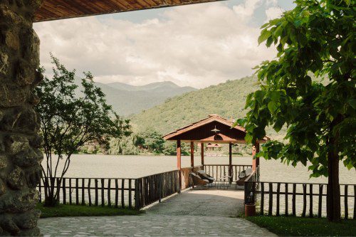 Seating area by the lake