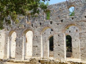 What remains of the basilica at Butrint