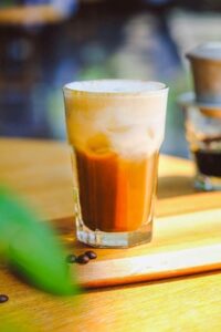 smooth iced white coffee with condensed milk