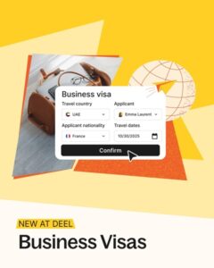 Deel Business Visas simplify global travel, ensuring speed, compliance, and confidence.