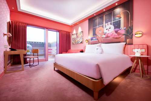 2. LINE FRIENDS CONY Deluxe Balcony Room is designed with a large balcony, which increases the outdoor activity space and enhances the overall sense of space of the room