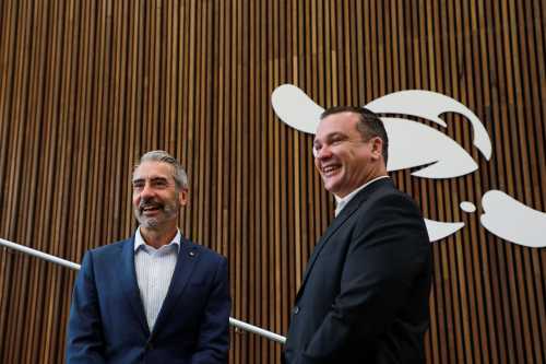 Taronga Conservation Society Australia’s Chief Executive Cameron Kerr AO and Trippas White Group CEO Kevin Zajax 7 October 2025.