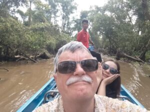 The author cruising waterways off the Mekong