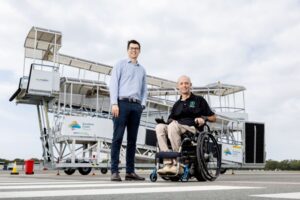 Toby Flatley, Sunshine Coast Airport Terminal and Security Operations Manager & Dane Cross, Chief Operating officer, Sporting Wheelies