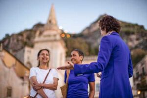 Local expert with guests at sunrise in Taormina-1
