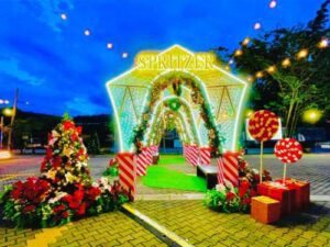 Twinkling light installations at Spritzer EcoPark Magical Land are crafted with recycled bottles