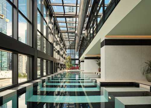 An undercover pool, heated to 25 degrees, makes year-round swimming a breeze in Melbourne.